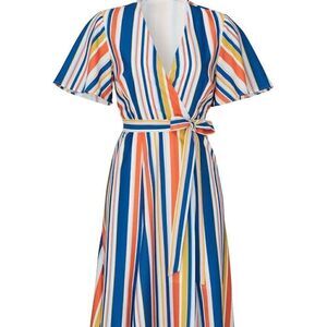 Slate & Willow Riviera Stripe Wrap Dress Size M